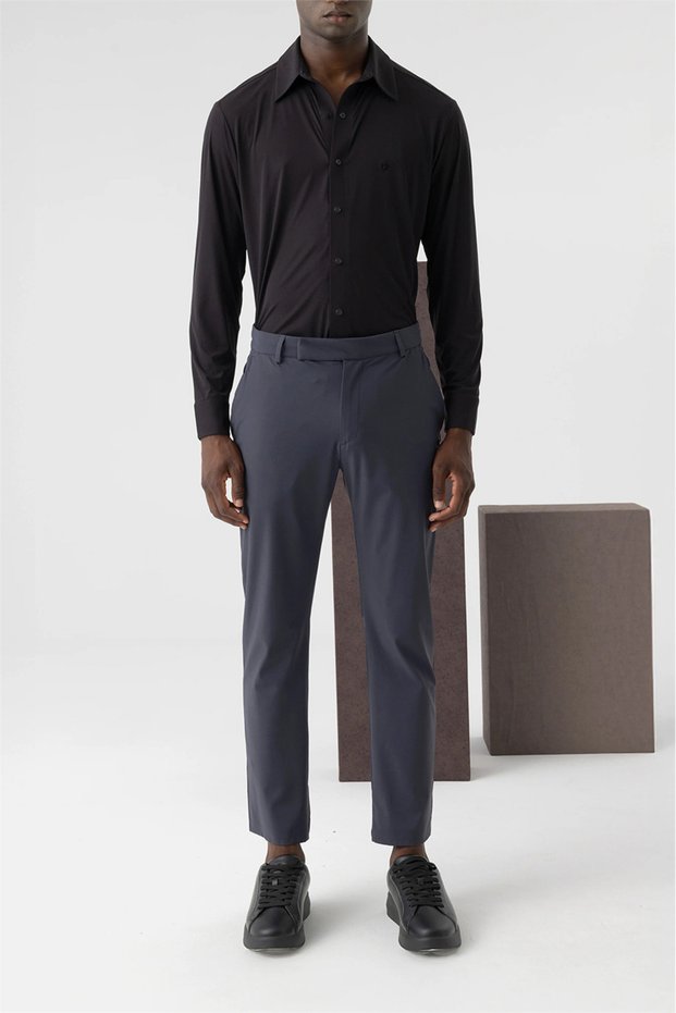 Regular Fit Normal Waist Straight Leg Chino Trousers Men's Pants Isr5123 Drg