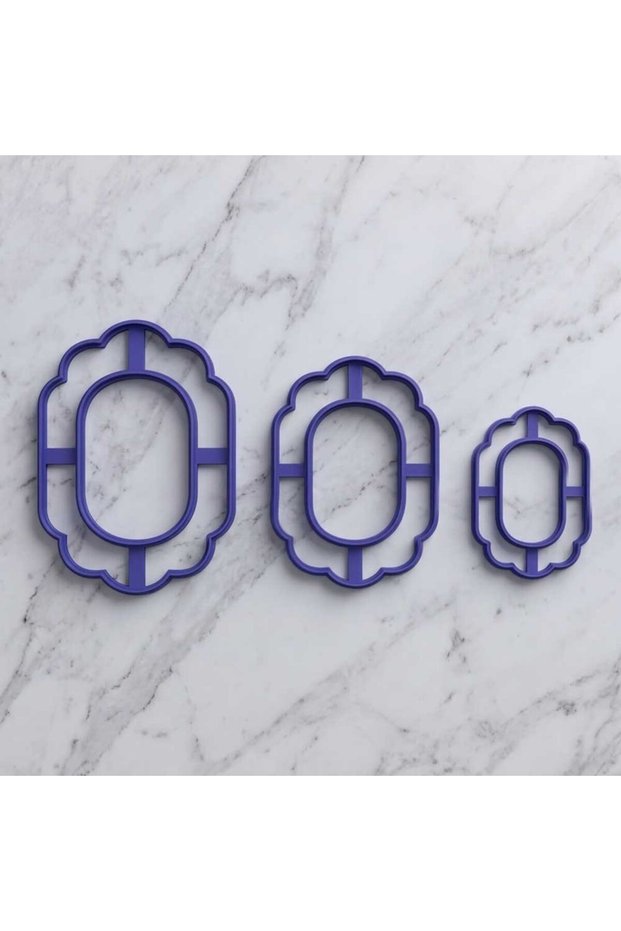 Set of 3 Oval Frame Ceramic Clay and Dough Cutter Molds