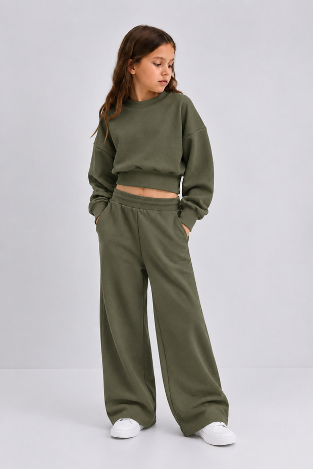Girl's Oversize Sweatshirt Wide Leg Sweatpants Set 2-Piece Winter Sports Set
