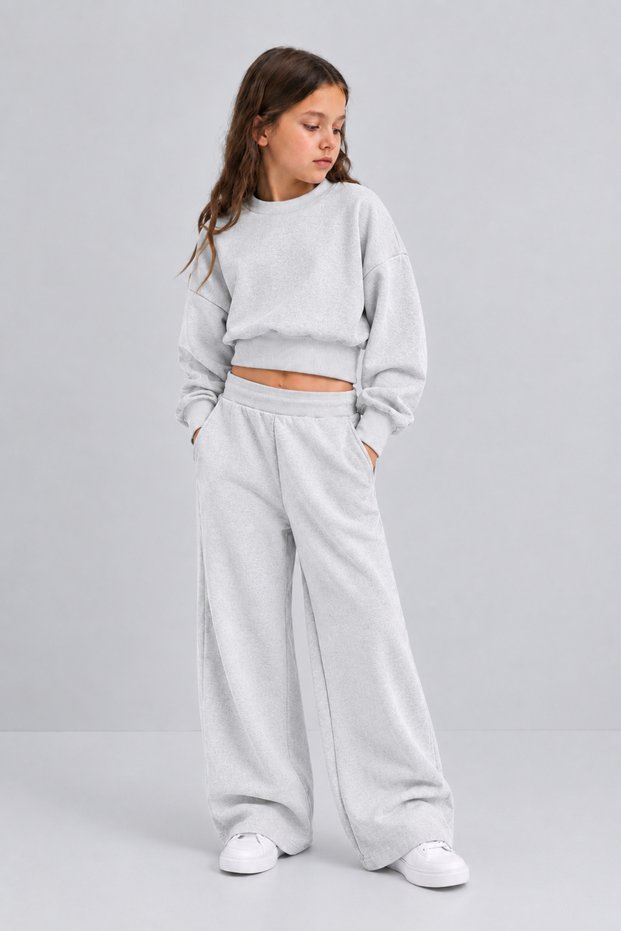 Girl's Oversize Sweatshirt Wide Leg Sweatpants Set 2-Piece Winter Sports Set