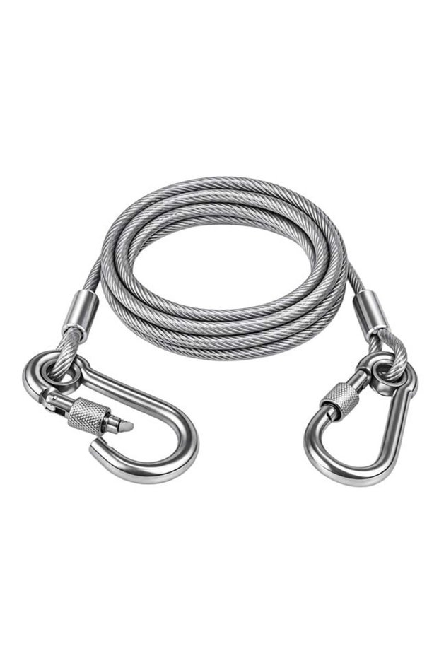 Sn-38106 2 Meters Steel Dog Tie Out Rope with Locking Carabiner Pvc Coated