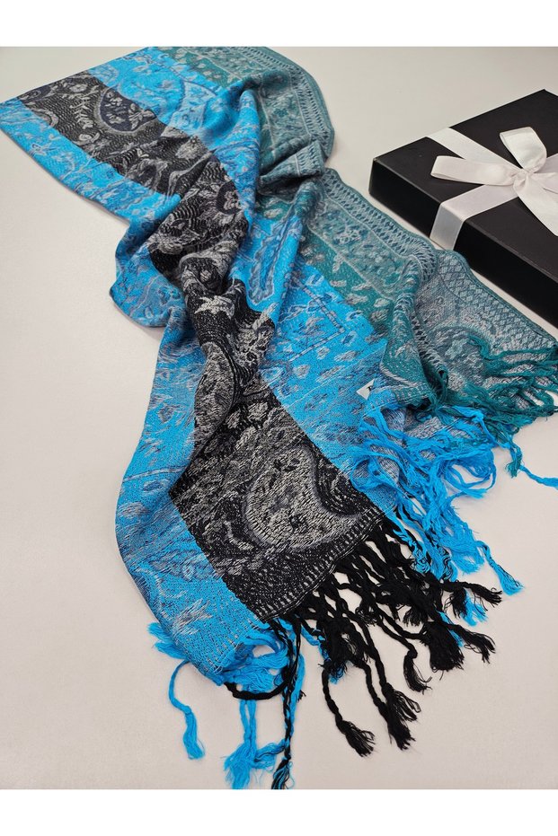 Paisley Patterned Double-Sided Jacquard Woven Shawl 70 X 200 cm Soft Textured