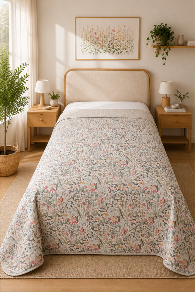 Güliz Double-Sided Single Duvet Cover Without Pillowcase 160X220 cm Beige