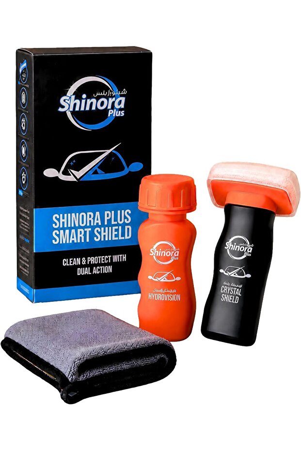 Smart Shield Windshield Cleaner & Protector Kit Protective Coating, Microfibre Cloth Included, Sponge & Gloves Included, Multi-Surface Cleaning, Spray Bottle
