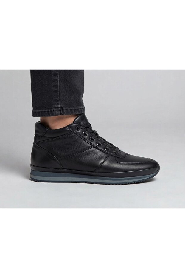 Genuine Leather, Fur Lined, Lace-Up, Zippered Boots for Men