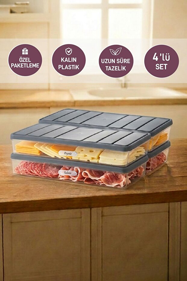 4 Pieces 1 Liter Nora Organizer Refrigerator Freezer Organizer Storage Container