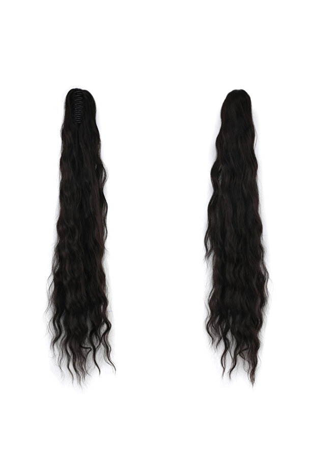 Buckle-Strapped Layered Cut Daal Ponytail / Dark Chestnut