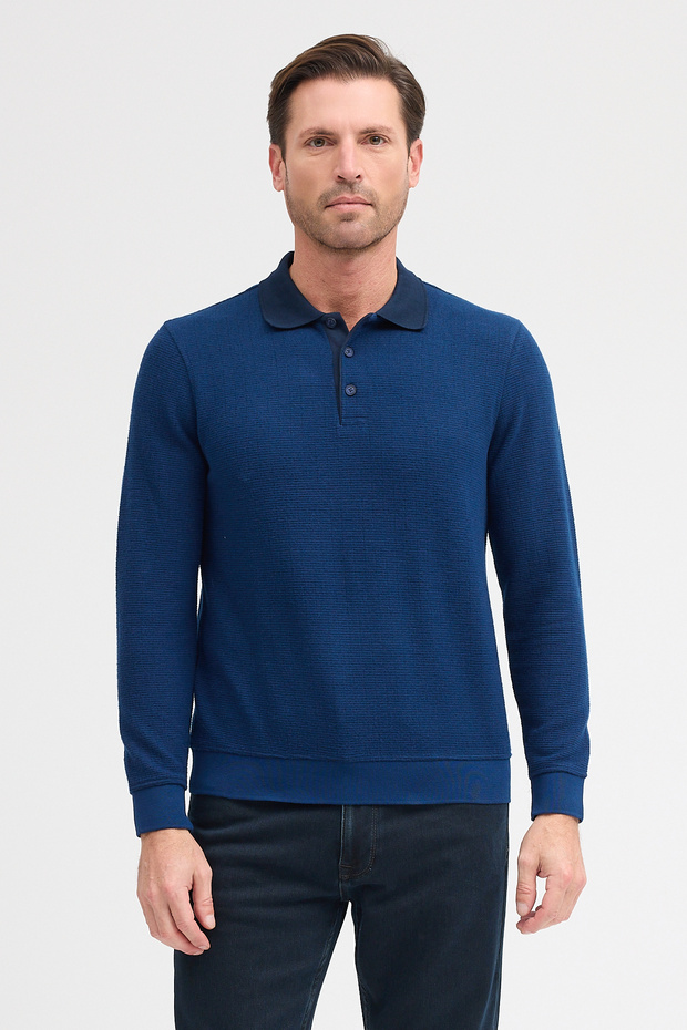 Men's Polo Neck Long Sleeve Sweatshirt