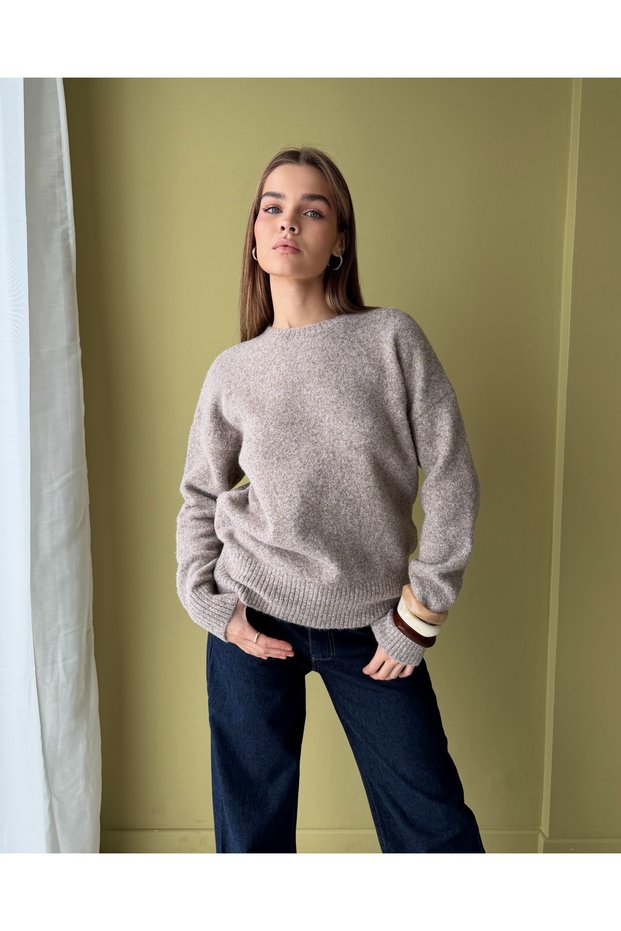 Crew Neck Raised Knitwear Sweater
