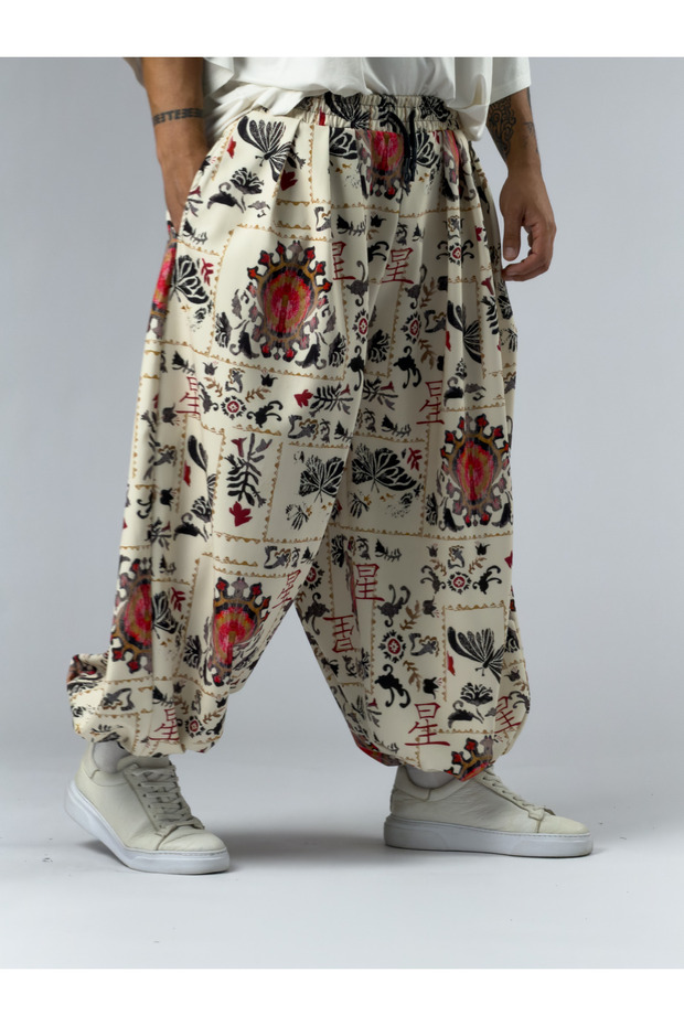 Butterfly Leg Adjustable Super Oversize Cream Men's Trousers Coc3377