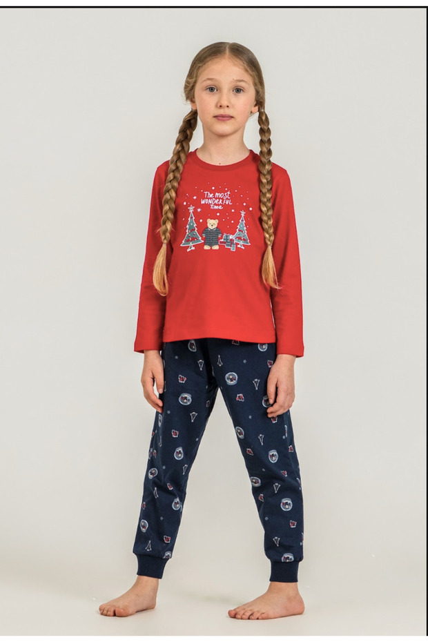 Girl's Long Sleeve Pajama Set (with Socks as a Gift)