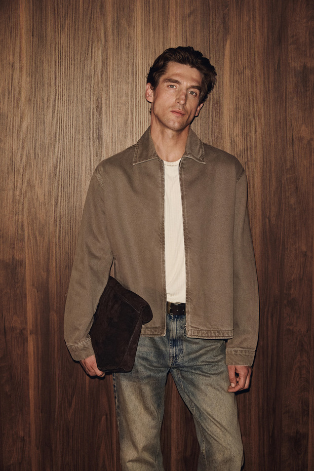 Arvid men's zippered canvas mink - beige jacket
