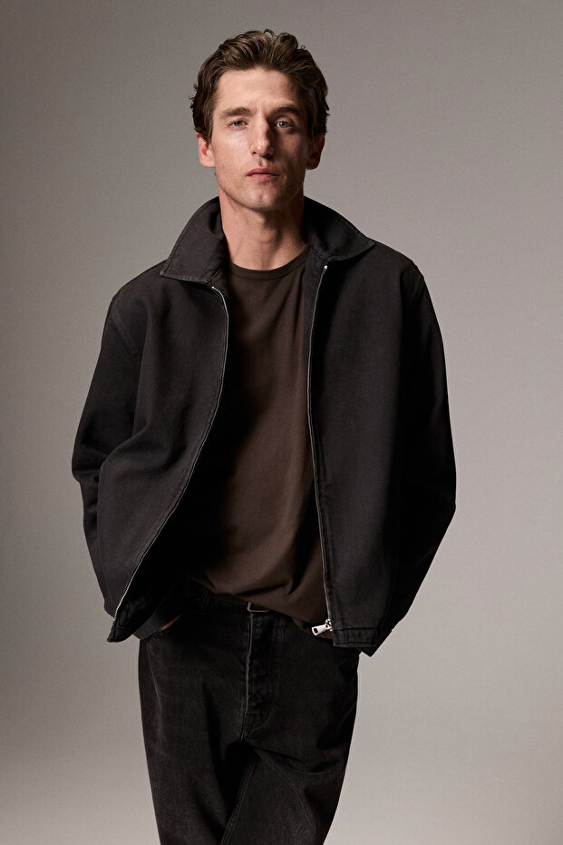 Arvid men's zippered canvas black jacket