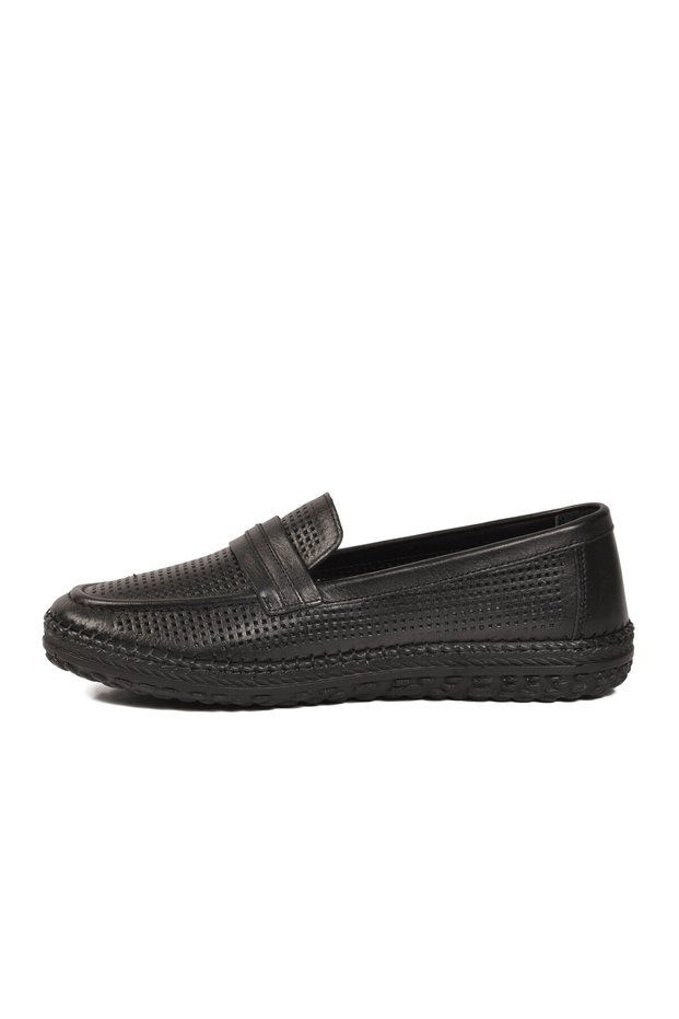 Black Wide Fit Memory Sole Genuine Leather Women's Casual Loafer Shoes Z142 Z