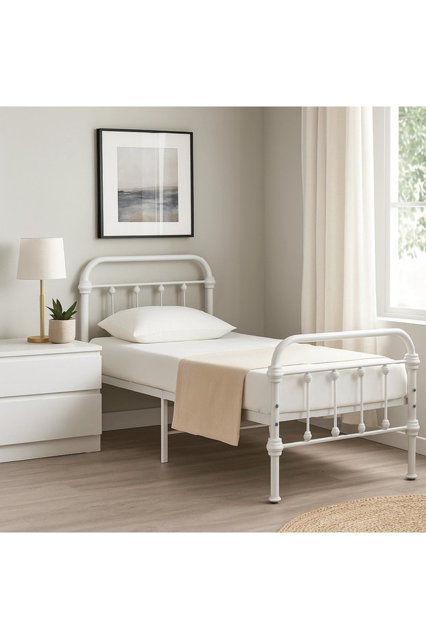 White Iron Bed 90x190cm