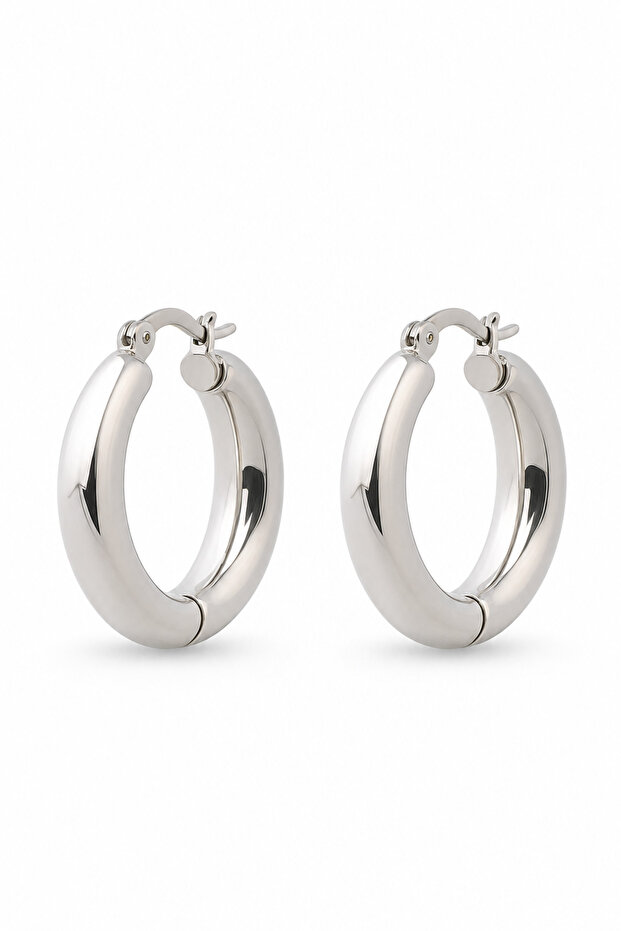 Stylish and Modern Gray Color Thick Hoop Earrings - Ideal for Everyday Wear