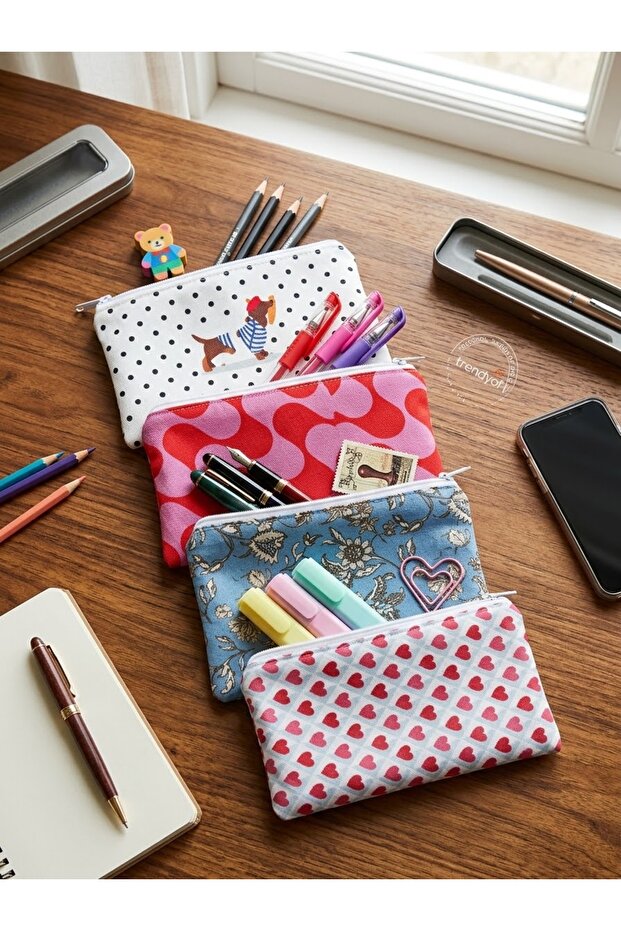 4-Piece Pencil Case Set, Colorful Fun Makeup Bag