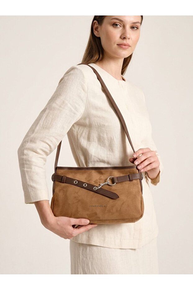 Women's Suede Multi-Compartment Stylish Large Size Hand and Shoulder Bag Size:32X17 cm Rc8022