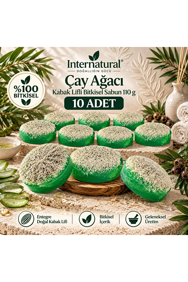 Internatural Tea Tree Pumpkin Fiber Herbal Soap 10 Pack (10 X 110 g)