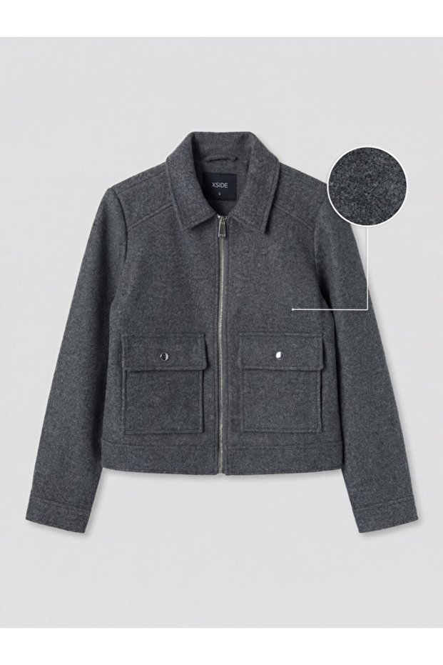 Rmz Gi̇yi̇m Farkiyla Shirt Roba Collar Women's Cashmere Jacket