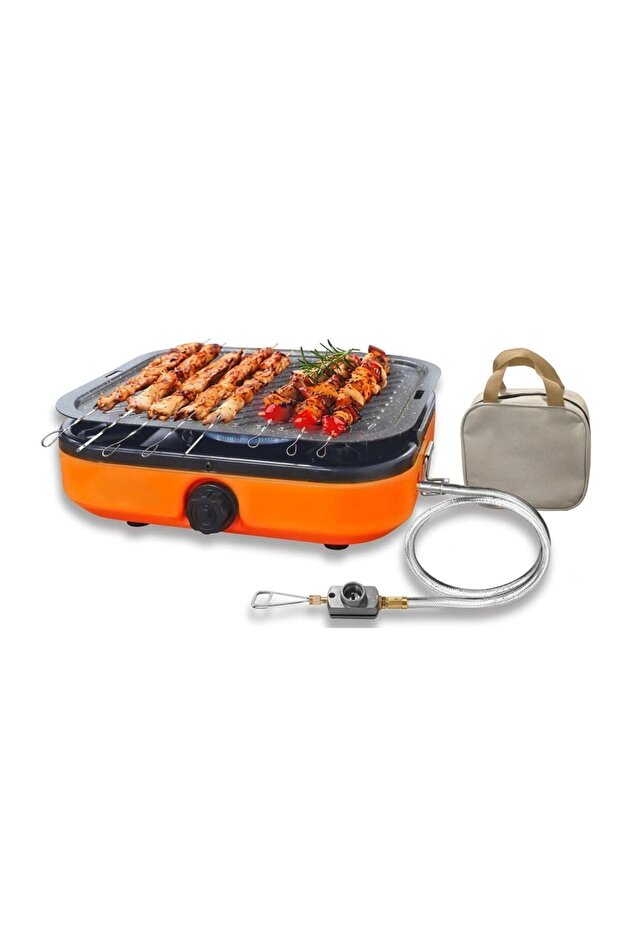 Portable Double Burner Folding Gas Stove with Grill, 4800W Fire Power, 100cm Gas Line