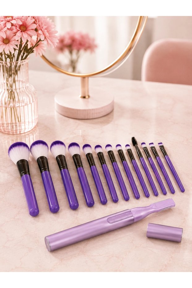12 Piece Makeup Brush Set Eyebrow Plucking and Trimming Device Women's Facial Makeup Beauty and Grooming Kit