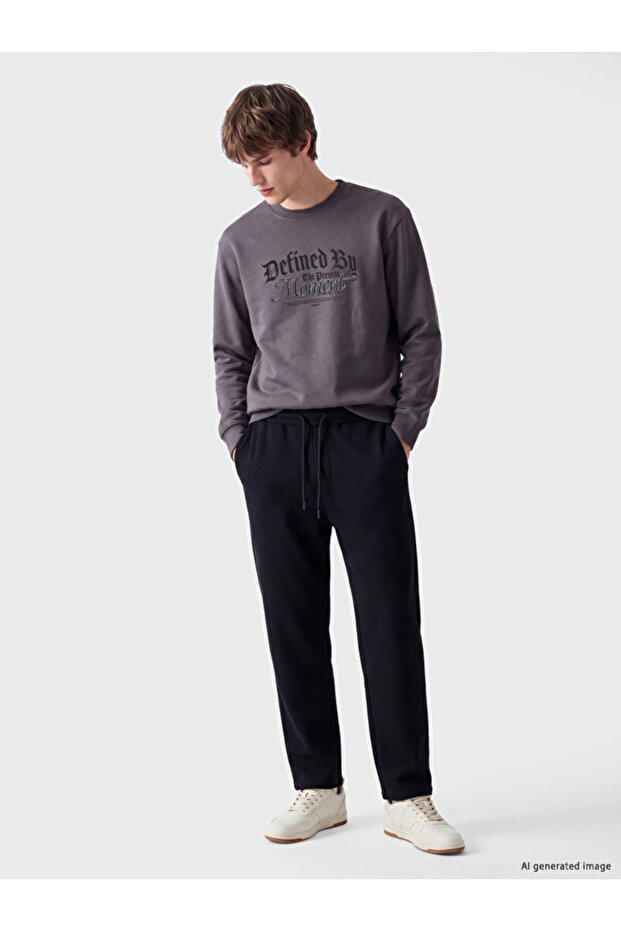 Rmz Gi̇yi̇m Farkiyla Zero Roba Collar Printed Thick Sweatshirt