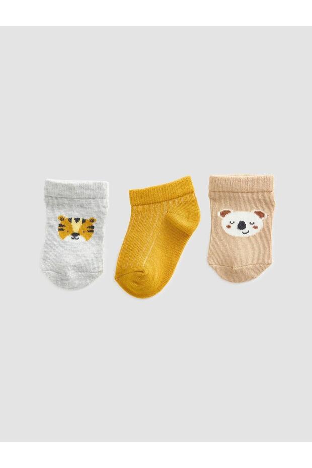 Patterned Boys' Booties Socks 3-Pack (W6)