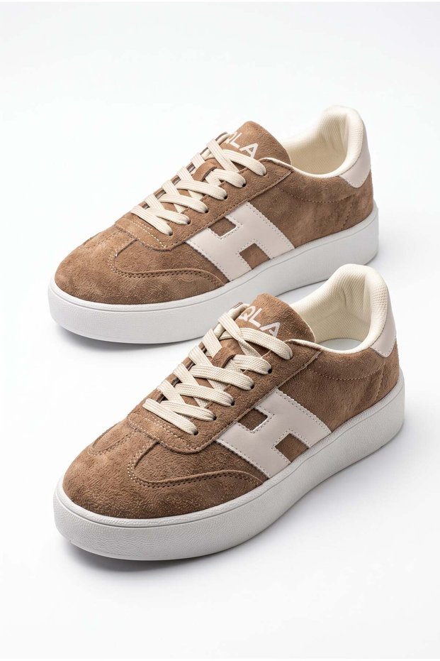Women's Mink Leopard Patterned Lace-Up Thick High Sole Casual Sneaker Sports Shoes Terra