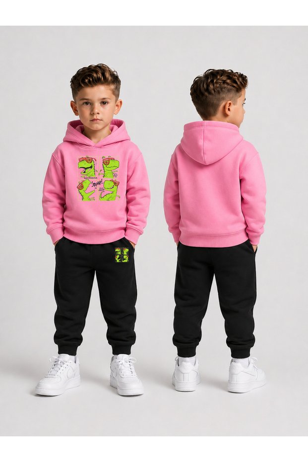 Boy's Tracksuit Set Hooded Sweatshirt Top and Bottom Set 3 Threaded Yarns Winter Style