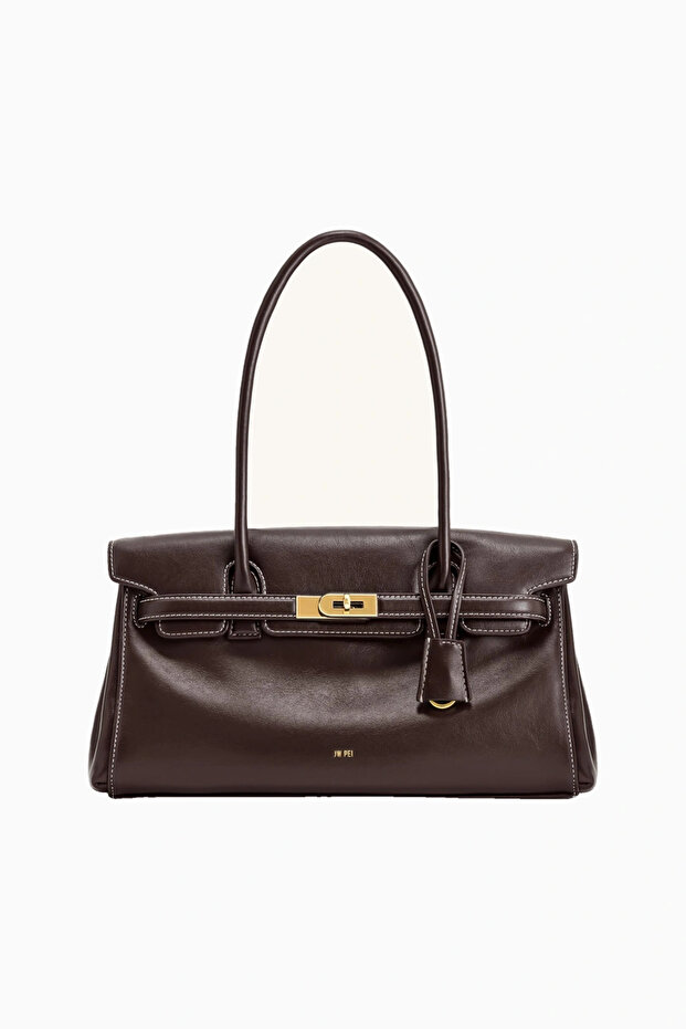 Yara Minimalist Dark Brown Leather Shoulder Bag