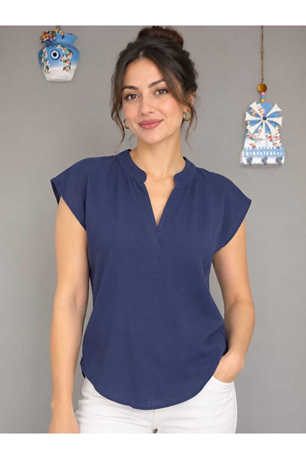 Women's Cotton High Collar Comfortable Blouse