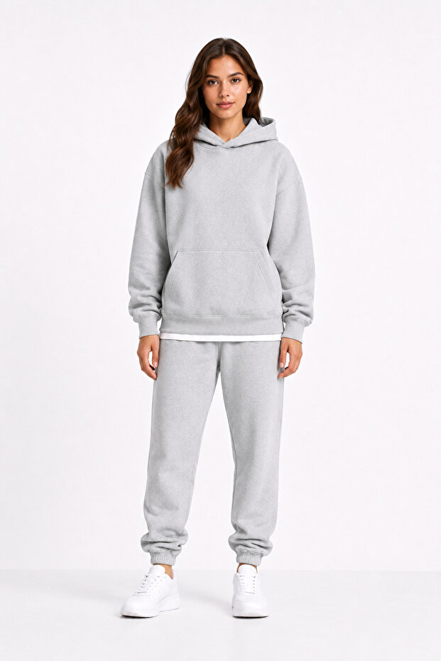 Women's Oversize Hooded Tracksuit Set Jogger Bottom Top Comfortable Fit Daily Basic Set