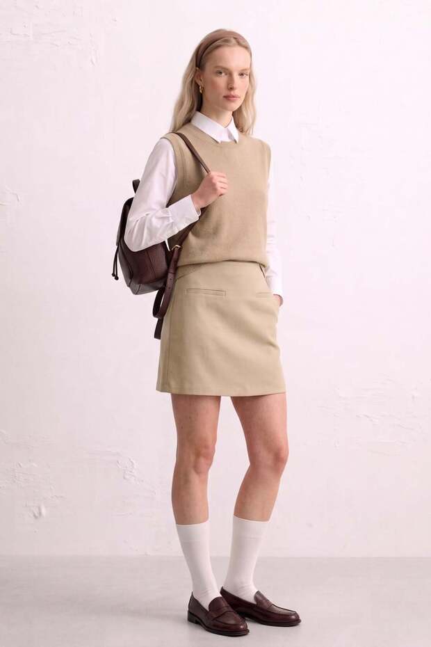 Women's Fleto Pocket Mini Skirt - Stone