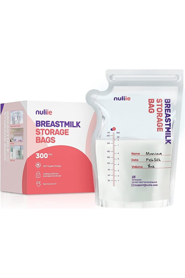 300 Breast Milk Bags, 8 Oz, Bpa Free, Freezer Safe, Leak Protection