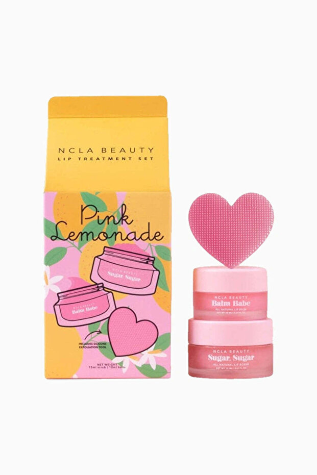 Pink Lemonade Flavored 3-Piece Vegan Lip Care Set - Set of 3
