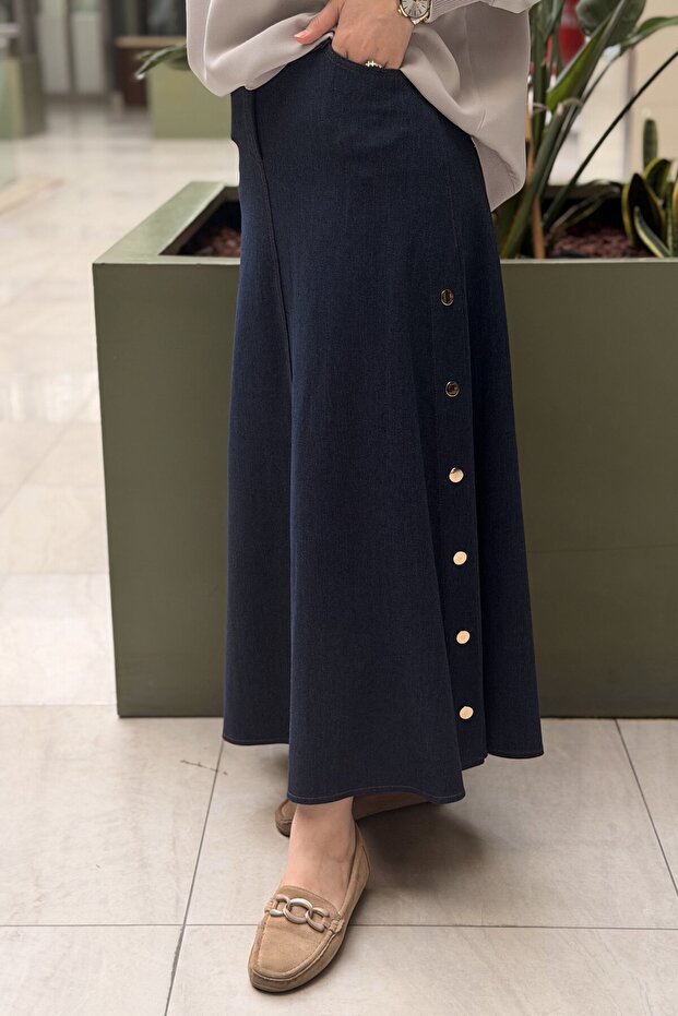 Sentez Rovia Button Detail Denim Skirt
