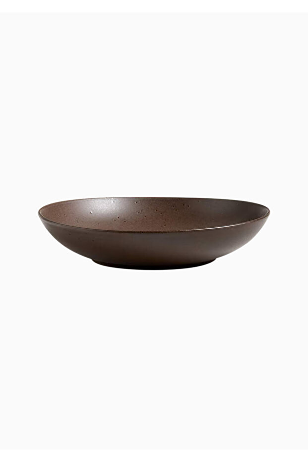 Craft Espresso Ceramic Low Bowl, 46 oz Capacity Luxury Hand Glazed Tableware Design - Brown
