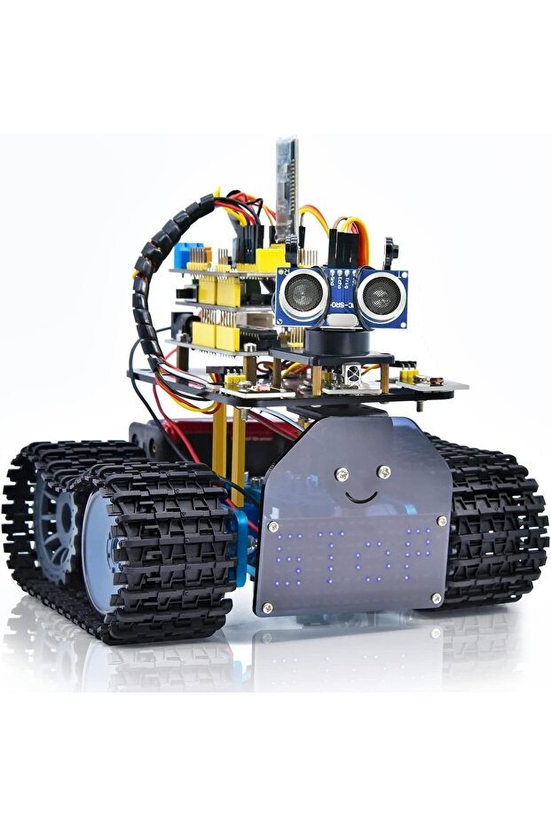 Smart Robot Tank Car Kit, Light/Ultrasonic Tracking, Infrared & Bluetooth for Arduino