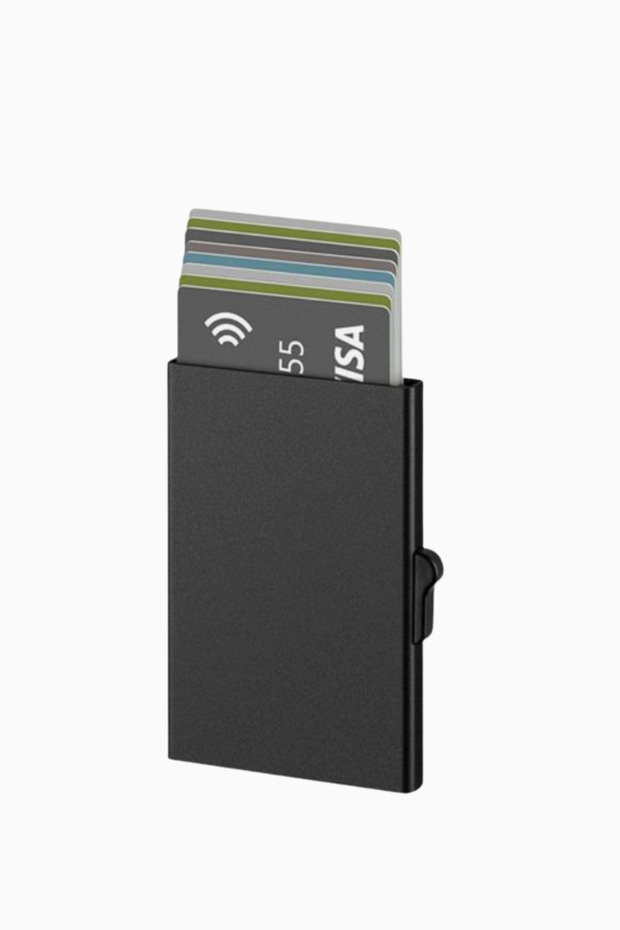 Stainless Steel Rfid Protected Card Holder - Black