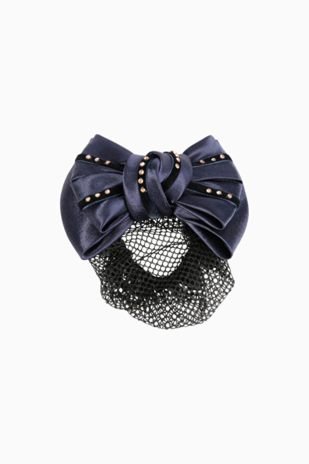 Horse Rose Gold Crystal Mesh Luxury Equestrian Bridle Accessory - Dark Blue