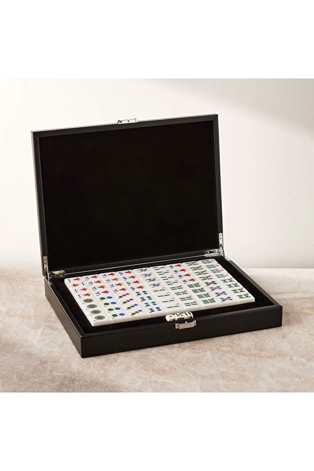 Black Faux Leather Mahjong Game Set