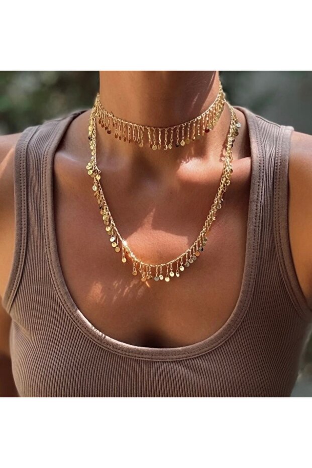 Winding sequin necklace multi-look necklace trend necklace