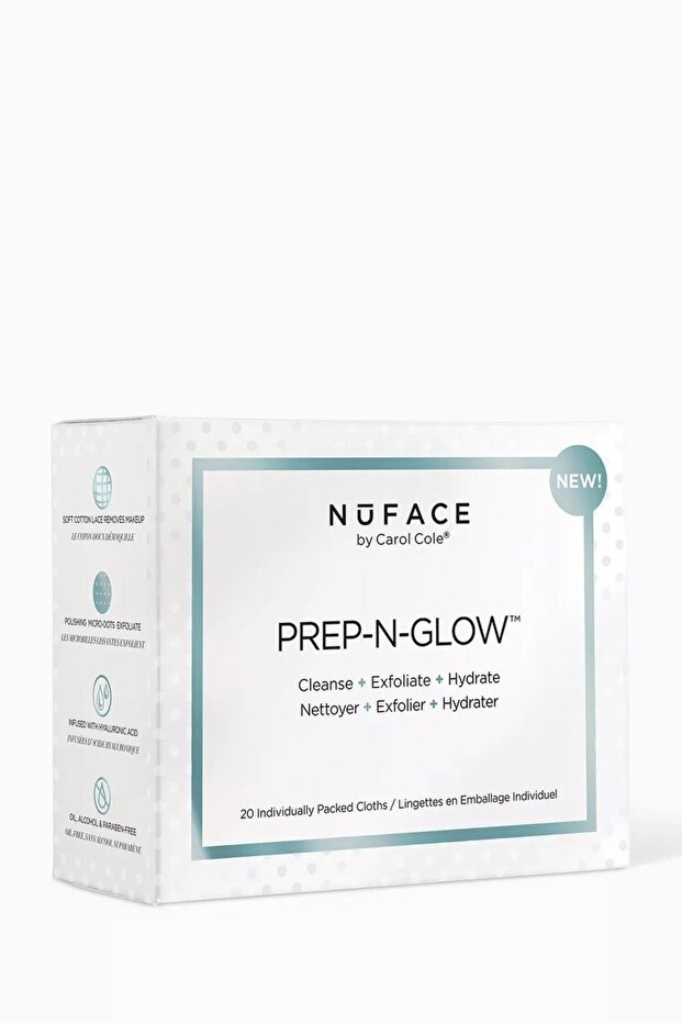 Prep-N-Glow Cleansing Wipes 20-Pack with Moisturizing and Gentle Exfoliating Effect