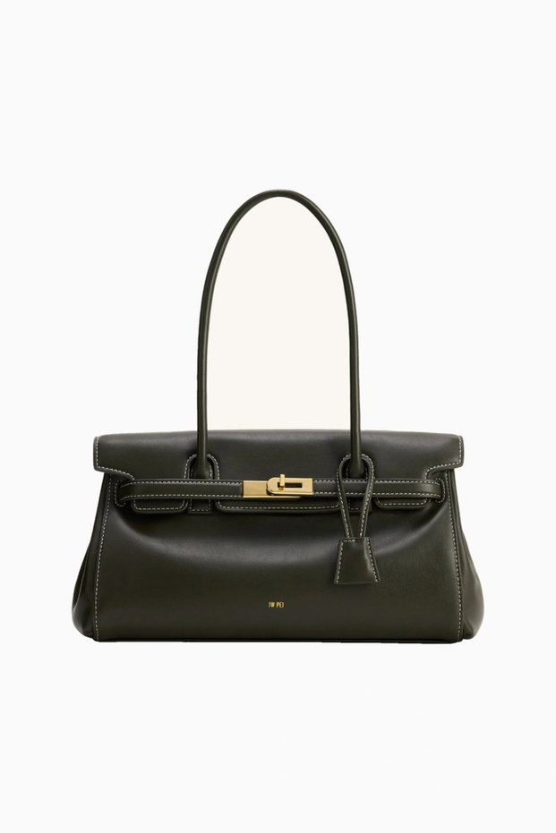 Yara Minimalist Dark Green Leather Shoulder Bag