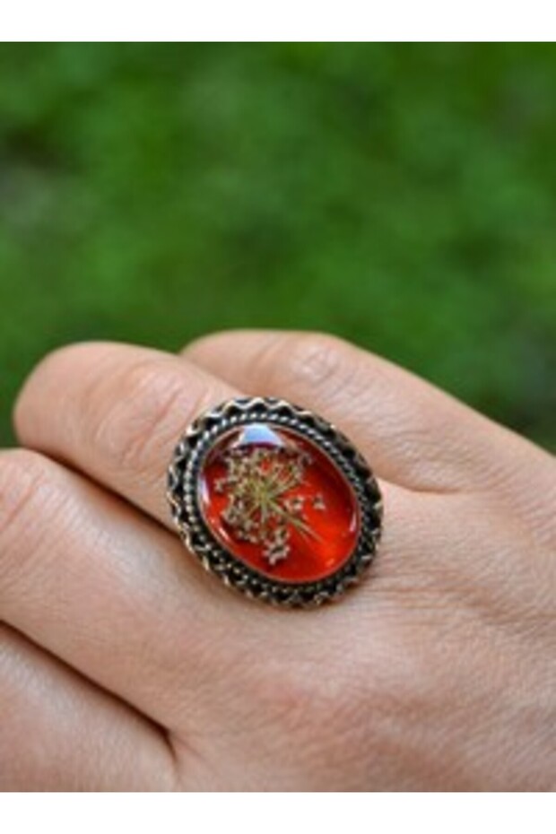 Dried Flower Ring - Red -