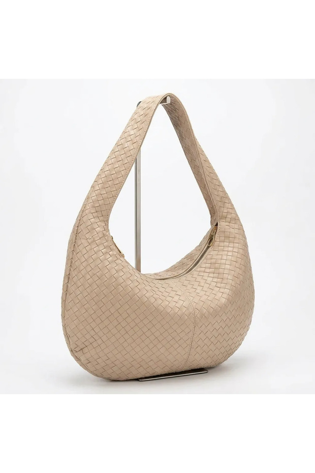 Straw Detailed Shoulder Bag (Cream) -