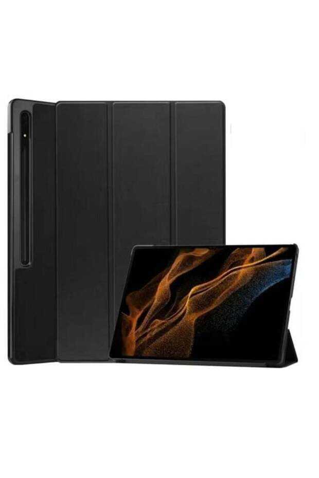 Galaxy Tab S10 Ultra Case SM-X920, Ultra Slim Fit Shell Kickstand Auto Sleep Wake Smart Cover Shockproof Protective Back Cover Case for Samsung Galaxy Tab S10 Ultra 14.6",Black