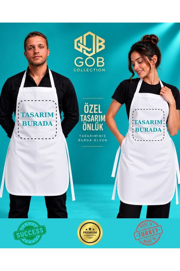 Unisex Custom Design Printed Kitchen Apron Cook Chef Apron Women Men White Apron (1 Pc)