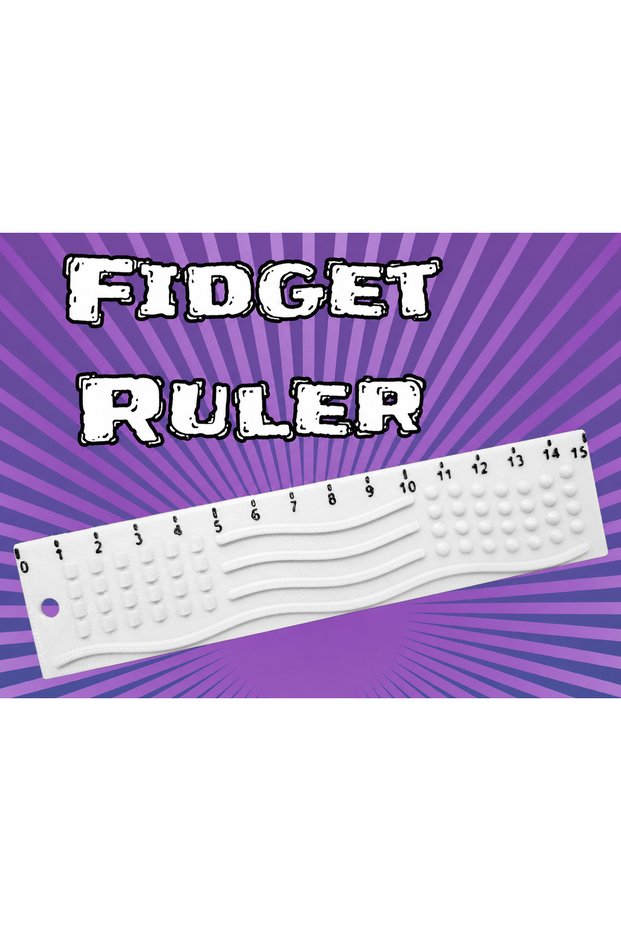 3D Printing Tactile Fidget Ruler - Embossed Stress and Focus Toy - White